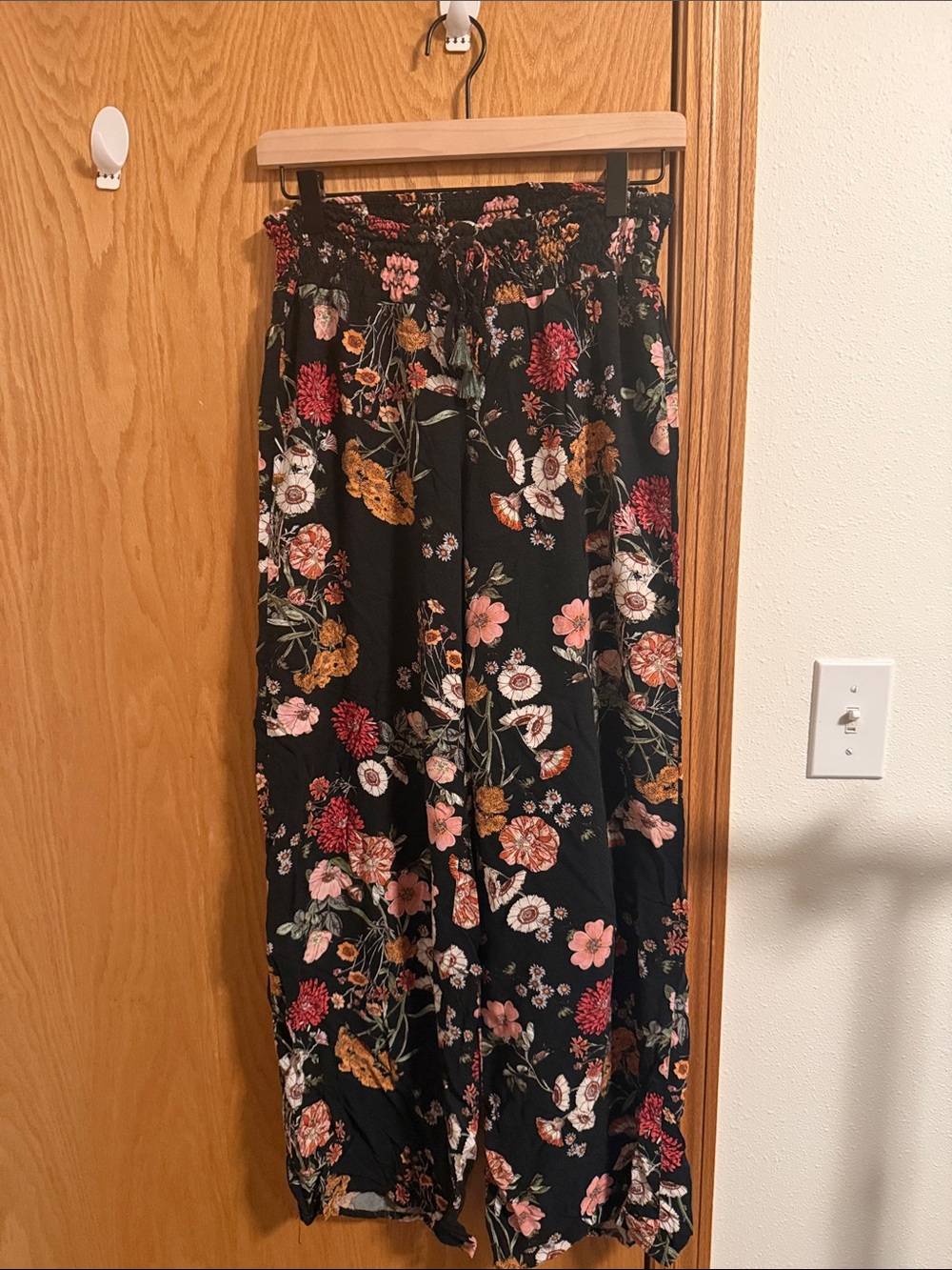 one 5 one Black Floral Wide-Leg Trousers